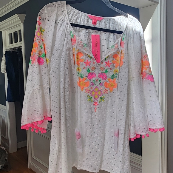 NWT Lilly Pulitzer Morgan Embroidered Eyelet Top XL - Picture 4 of 8